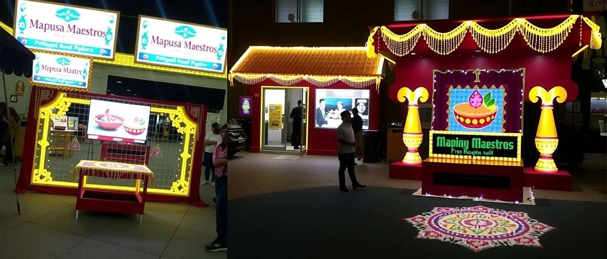 Mapusa Maestros Diwali Celebration Mapusa Maestros Diwali Event showing businesses decorated with lights and rangoli patterns